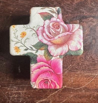 Concrete Rose Cross jewelry / trinket box